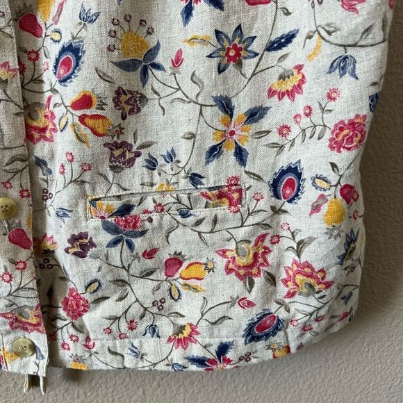 Vintage Bechamel Linen Blend Floral Print Vest Top - Picture 3 of 7